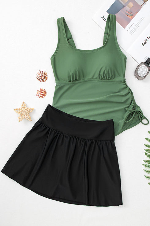 Empire Waist Ruched Side Tie Tankini Set