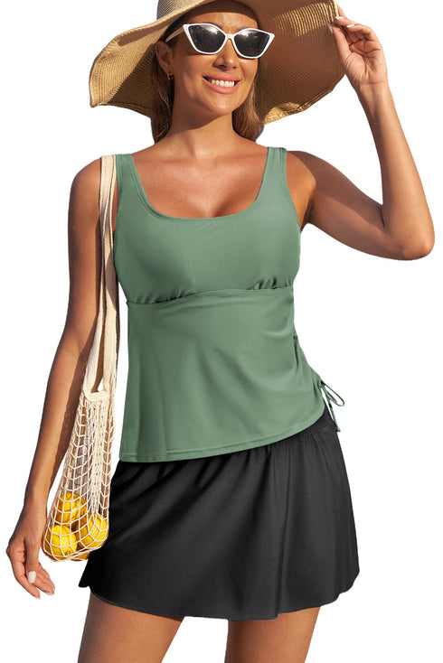 Empire Waist Ruched Side Tie Tankini Set