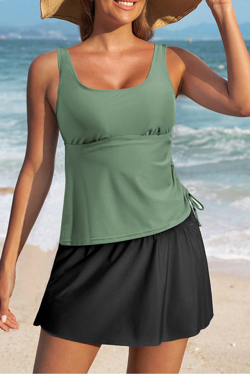 Empire Waist Ruched Side Tie Tankini Set