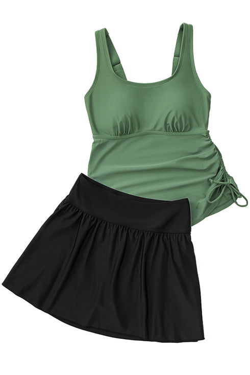 Empire Waist Ruched Side Tie Tankini Set