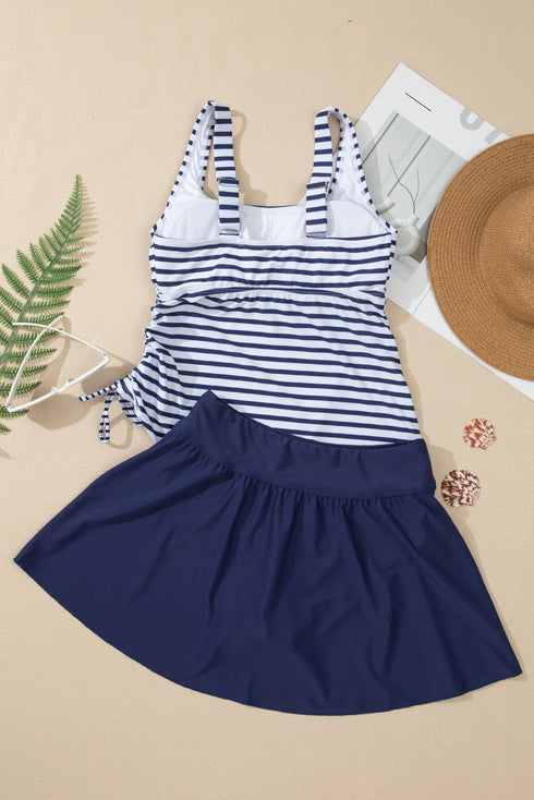 Empire Waist Ruched Side Tie Tankini Set