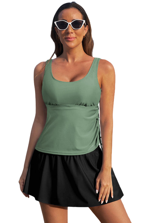 Empire Waist Ruched Side Tie Tankini Set