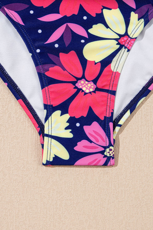 Empire Waist V Neck Flounce Hem Swim Tankini Top