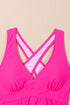 Empire Waist V Neck Flounce Hem Swim Tankini Top
