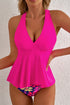 Empire Waist V Neck Flounce Hem Swim Tankini Top