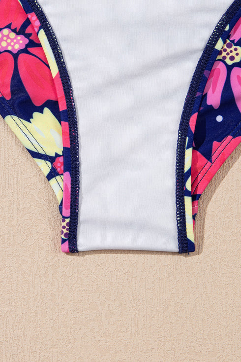 Empire Waist V Neck Flounce Hem Swim Tankini Top