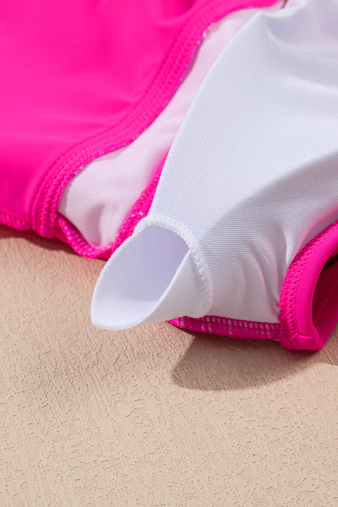 Empire Waist V Neck Flounce Hem Swim Tankini Top