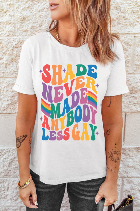 Empowering Letter Print Crew Neck Graphic Tee