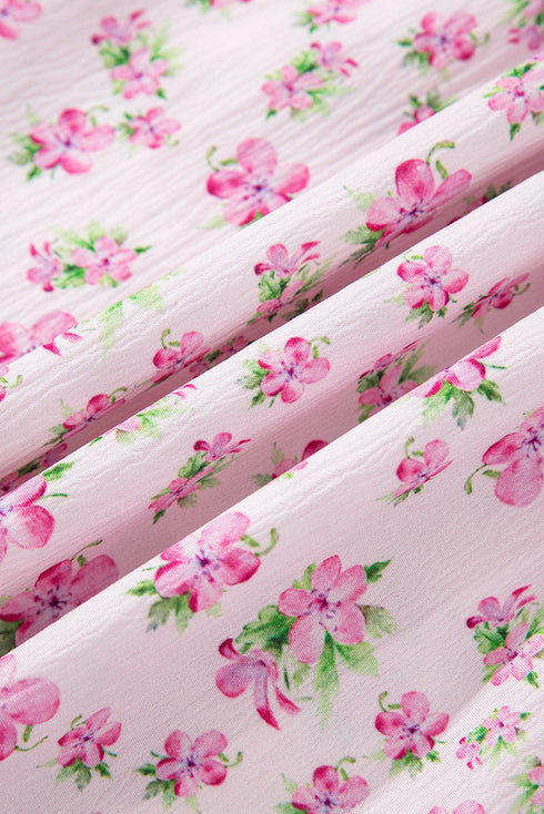 Enchanted Garden Floral Print Smocked Puff Sleeve Maxi Dress