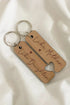 Engraved Wooden Puzzle Heart Matching Key Ring
