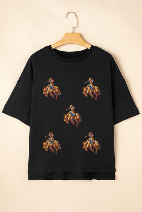 Equestrian Spirit Western Rider Graphic Print Tee Shirt