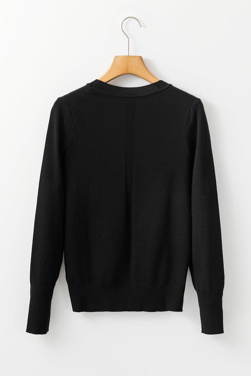 Essential Crew Neck Long Sleeve Fitted Fine Knit Sweater