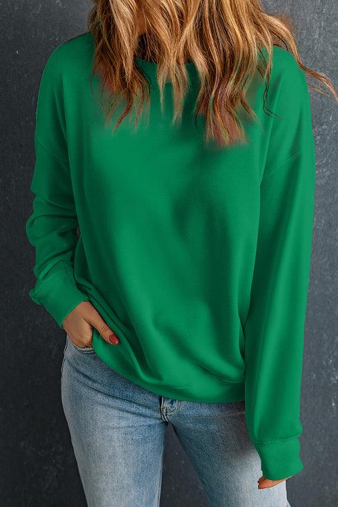 Essential Drop Shoulder Crew Neck Pullover Sweatshirt