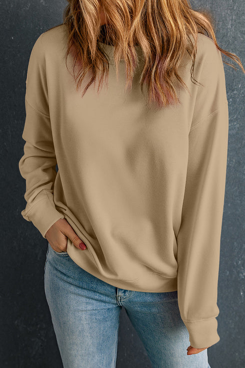 Essential Drop Shoulder Crew Neck Pullover Sweatshirt