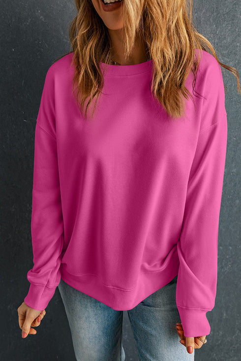 Essential Drop Shoulder Crew Neck Pullover Sweatshirt