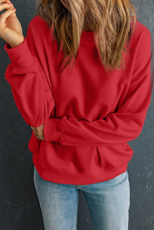 Essential Drop Shoulder Crew Neck Pullover Sweatshirt