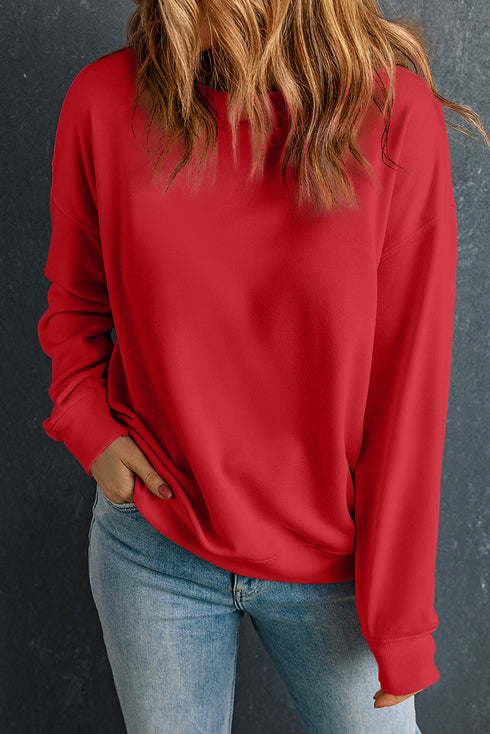 Essential Drop Shoulder Crew Neck Pullover Sweatshirt