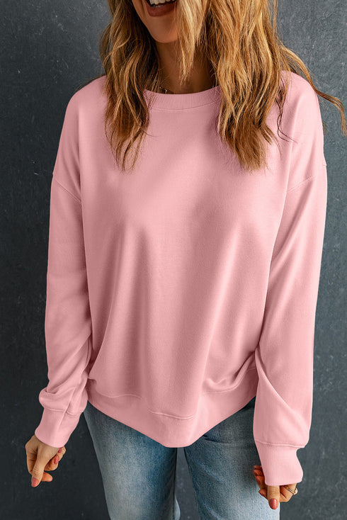Essential Drop Shoulder Crew Neck Pullover Sweatshirt