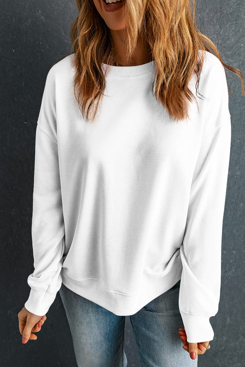 Essential Drop Shoulder Crew Neck Pullover Sweatshirt