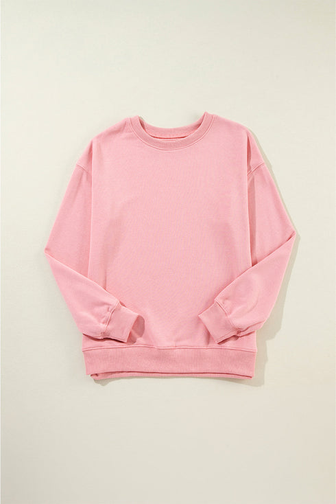 Essential Drop Shoulder Crew Neck Pullover Sweatshirt