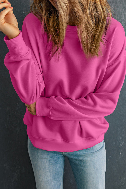 Essential Drop Shoulder Crew Neck Pullover Sweatshirt