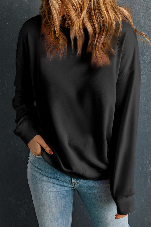 Essential Drop Shoulder Crew Neck Pullover Sweatshirt