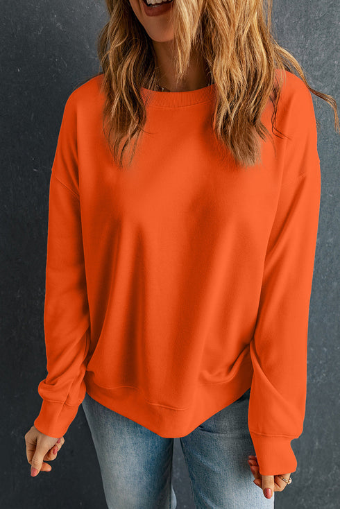 Essential Drop Shoulder Crew Neck Pullover Sweatshirt