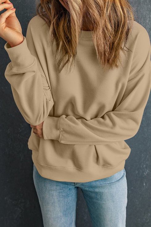 Essential Drop Shoulder Crew Neck Pullover Sweatshirt