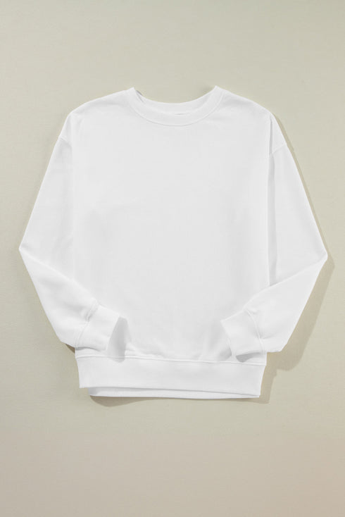 Essential Drop Shoulder Crew Neck Pullover Sweatshirt