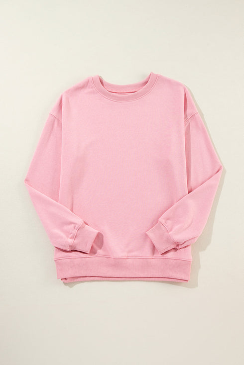 Essential Drop Shoulder Crew Neck Pullover Sweatshirt