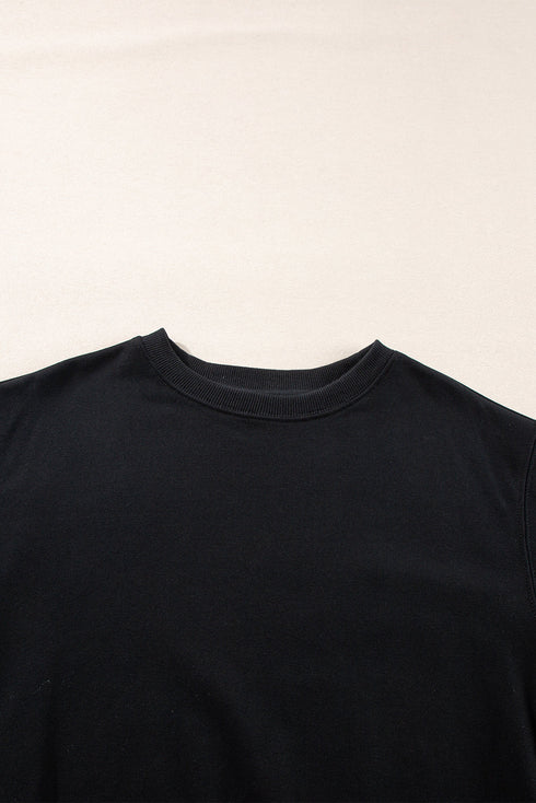 Essential Relaxed Fit Ribbed Trim Pullover Sweatshirt