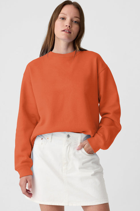Essential Relaxed Fit Ribbed Trim Pullover Sweatshirt