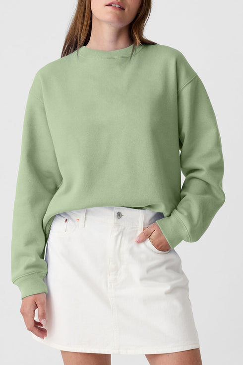 Essential Relaxed Fit Ribbed Trim Pullover Sweatshirt