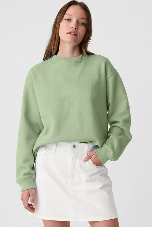 Essential Relaxed Fit Ribbed Trim Pullover Sweatshirt