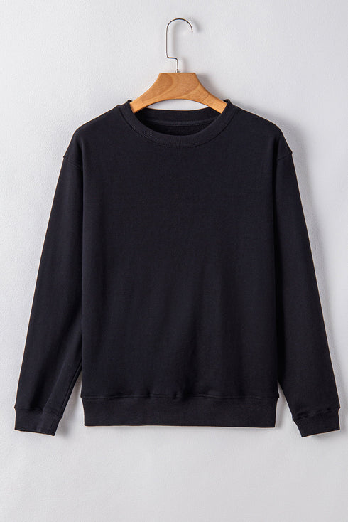 Essential Relaxed Fit Ribbed Trim Pullover Sweatshirt