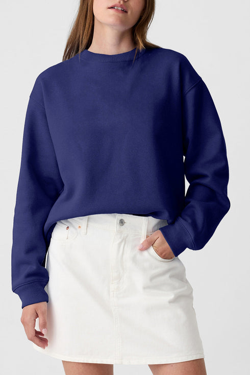 Essential Relaxed Fit Ribbed Trim Pullover Sweatshirt