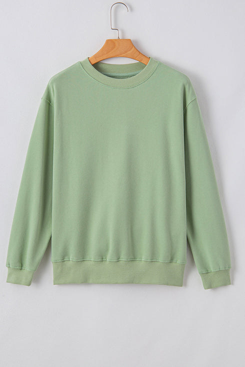 Essential Relaxed Fit Ribbed Trim Pullover Sweatshirt