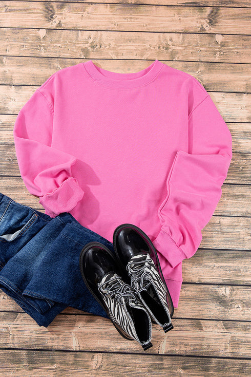 Essential Relaxed Fit Ribbed Trim Pullover Sweatshirt