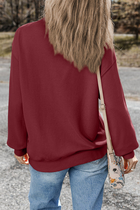 Essential Relaxed Fit Ribbed Trim Pullover Sweatshirt