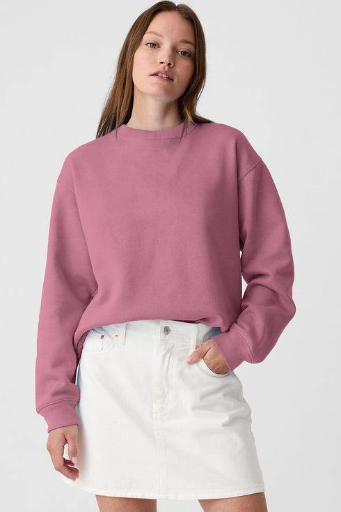 Essential Relaxed Fit Ribbed Trim Pullover Sweatshirt