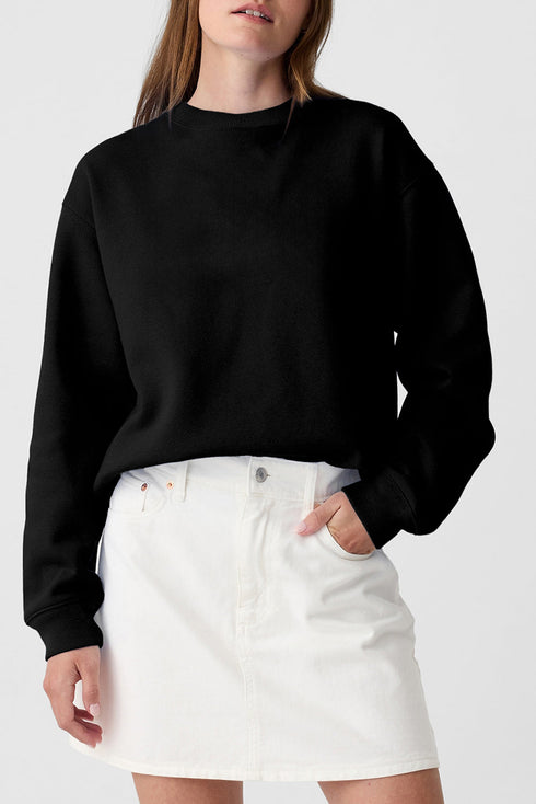 Essential Relaxed Fit Ribbed Trim Pullover Sweatshirt