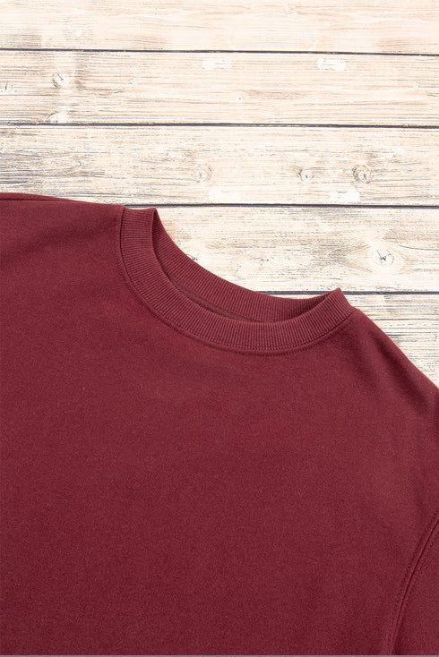 Essential Relaxed Fit Ribbed Trim Pullover Sweatshirt