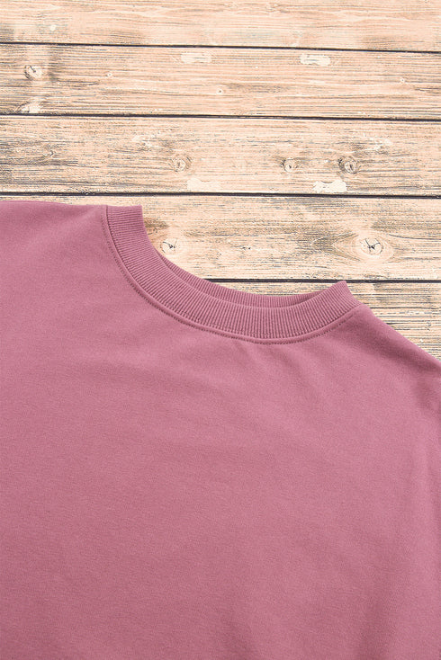 Essential Relaxed Fit Ribbed Trim Pullover Sweatshirt