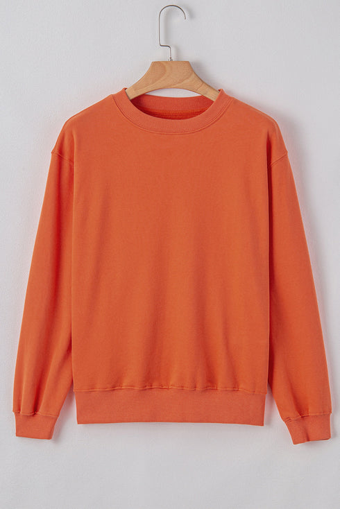 Essential Relaxed Fit Ribbed Trim Pullover Sweatshirt