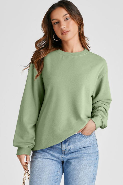Essential Relaxed Fit Ribbed Trim Pullover Sweatshirt