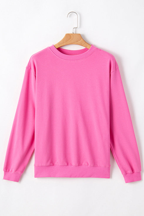 Essential Relaxed Fit Ribbed Trim Pullover Sweatshirt