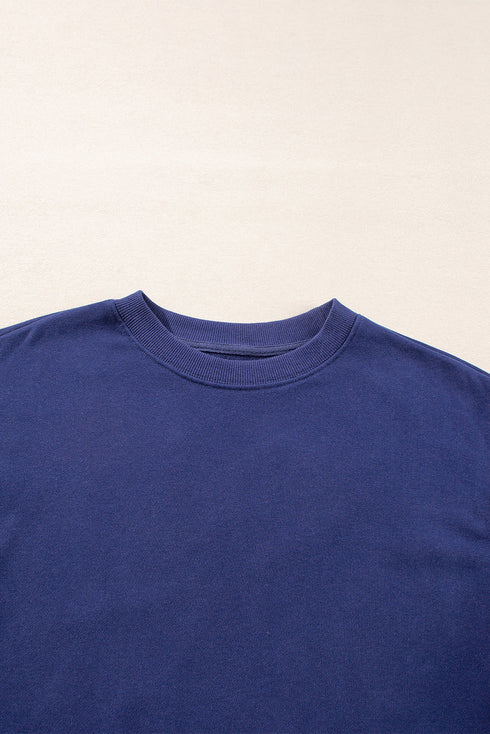 Essential Relaxed Fit Ribbed Trim Pullover Sweatshirt