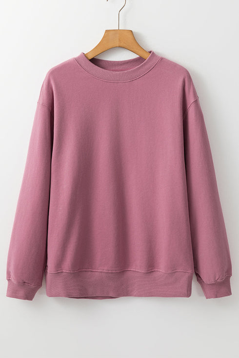 Essential Relaxed Fit Ribbed Trim Pullover Sweatshirt