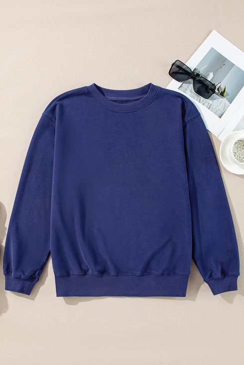 Essential Relaxed Fit Ribbed Trim Pullover Sweatshirt