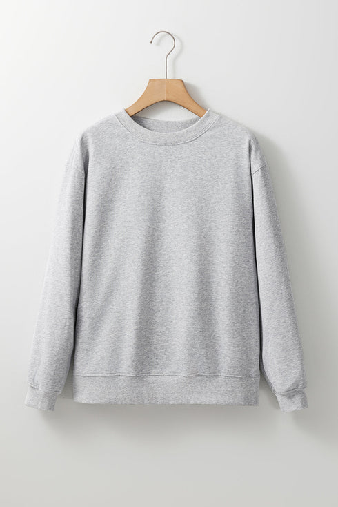 Essential Relaxed Fit Ribbed Trim Pullover Sweatshirt